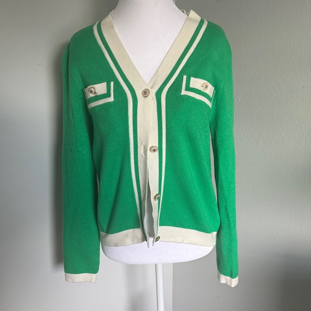 Adrienne Vittadini green clover cardigan